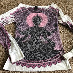 Prana Buddha Long Sleeve Burn out Tee - medium